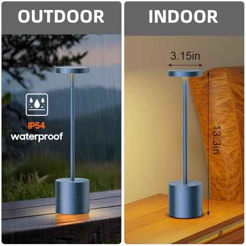 SAKRINGT Cordless Table Lamps Rechargeable,6000mAh Portable Battery Operated LED Table Light for Restaurant Outdoor Blue