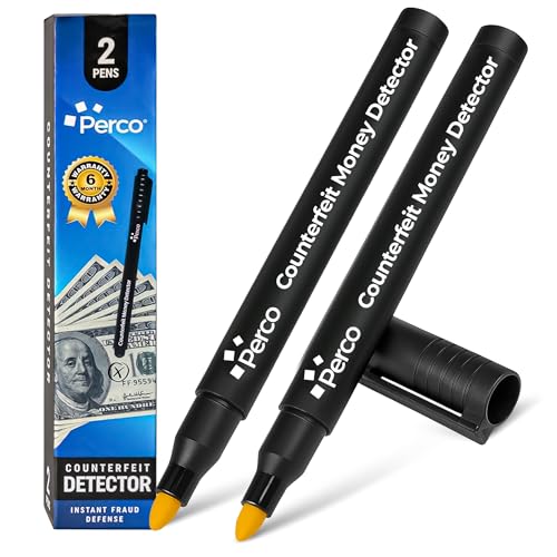 Perco Counterfeit Money Detector Pen 2 Pack - Currency Verification Tool