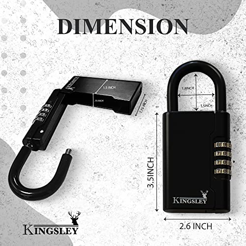 Kingsley Guard-a-Key Large Portable Black Lockbox with Combination for Keys