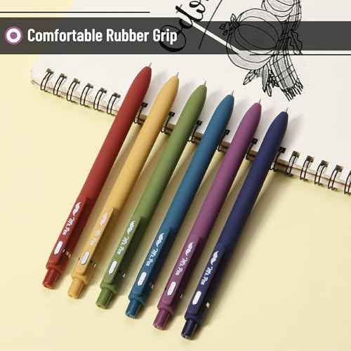 Mr. Pen- Retractable Gel Pens for Journaling, 6 Pack, 0.5 mm Black Ink, Vintage Barrels, Smooth Writing Aesthetic Pens for Women