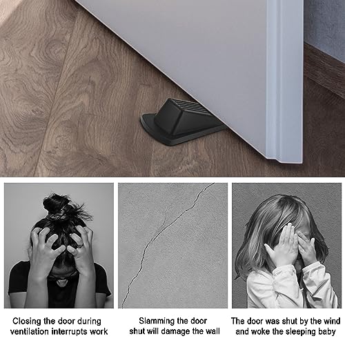 Beieverluck 36 Pack Door Stoppers for Bottom of Door Rubber Door Stop Wedge Sturdy Stackable Door Stops for Floor Wall Carpet Heavy Duty Door, Black
