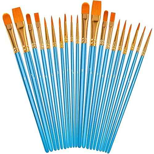 Soucolor Acrylic Paint Brushes Set, 20Pcs Round Pointed Tip Artist Paintbrushes for Acrylic Oil Watercolor Canvases Rock Body Face Nail Miniature Detailing Drawing Art Supplies