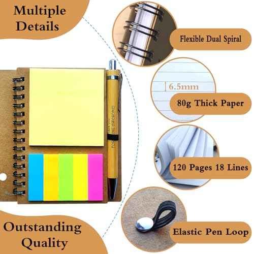 2025 Inspirational Spiral Notebook 10 Sets Portable Employee Appreciation Gifts Bulk Journals with Sticky Note Pen for Teachers Students Friends Colleagues Volunteer Nurse and Family Thank You Gifts