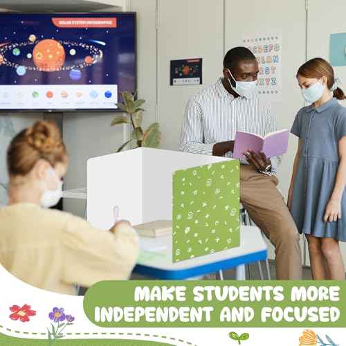 Sherr 50 Pcs Privacy Boards Bulk for Student Classroom Desk Divider Trifold Table Desk Privacy Panel Folders Screen Partition for Christmas School Teacher, 15.8x13.4x11.81 Inch(Stationery Style)