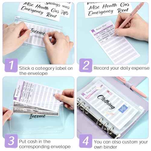 Sooez Budget Binder with Money Saving Challenge, Money Saving Binder with Cash Envelopes, Expense Sheets, Challenge Tracker & Category Labels, Envelope Savings Challenges Book for Home Office School