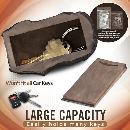 RamPro Fake Rock Key Hider - Outdoor Weatherproof Secret Key Safe with Slide Closure - 1PK