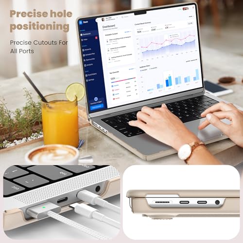 Batianda Premium PU Leather Case for New M4 MacBook Pro 16 inch 2024 2023 2021 M3 M2 M1 Pro/Max Chip Business Elegant Protective Cover with Foldable Stand, Full Protection with Anti-Slip Pads, Khaki