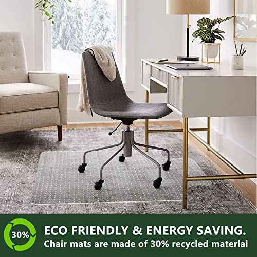 FuturHydro Office Chair Mat for Low Pile Carpet, 48" x 36" Clear Computer Desk Chair Mats for Carpeted Floors, Easy Glide Rolling Plastic Floor Mat (with Lip)
