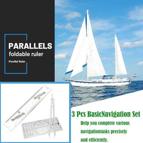 3 Pcs Basic Navigation Set - Marine Navigation Primary Tools,Include 16 Inch Marine Parallel Ruler,Nautical Protractor and 6 Inch Marine Fixed Points Divider for Boat