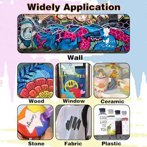 10 Graffiti Jumbo Acrylic Markers,15mm Jumbo Felt Tip Poster Paint Pens Acrylic painting Pen for Whiteboard Window Paint Glass Plastic Wood Rock and Metal Graffiti