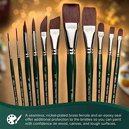 Silver Brush Limited 2503-12 Ruby Satin Filbert Paintbrush for Oil, Acrylic, and Heavy Body Paints, Size 12, Long Handle