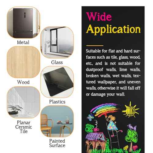 Magnetic Chalkboard Contact Paper for Wall 79" x 18", Self-Adhesive Blackboard Wallpaper Peel and Stick Chalk Board Wall with 79 Magnetic Letters for Kids and 12 Colors Chalk for Kids Home Playroom