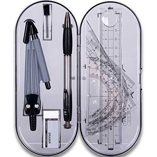 8-Piece Math Geometry Kit Set with Storage Case for Students & Teachers