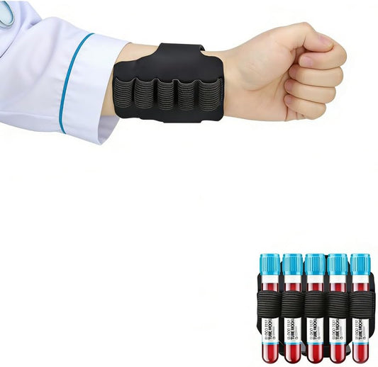 Skiennix Phlebotomy Tube Holder - Adjustable Wristband for Nurses | Reusable Neoprene, Holds 5 Tubes