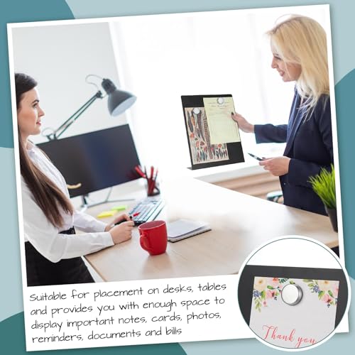 Fainne Magnetic Bulletin Board with Easel Stand Mini Black Magnet Metal Tabletop Memo Display Board for Back to School Menu Table Home Kitchen Office Supplies(11 x 8.5 Inches,4 Pcs)