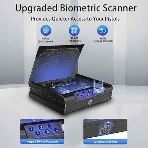 gun safe£¬Biometric Gun Safe For Handgun with fingerprint, key and digital password .withUSB-C Port£¬voice prompt£¬for bedroom nightstand and car