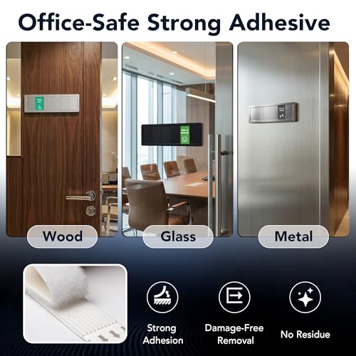 EliteSign Brushed Silver Office Door Sign with 6-Zone Sliding & 13 Status Options - Custom Privacy Office Sign for Meeting & Conference Rooms