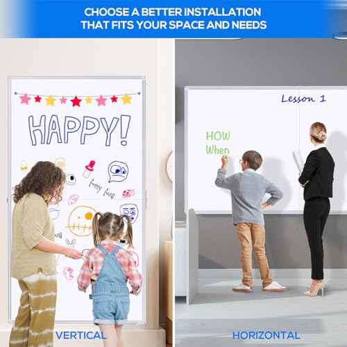 Magnetic White Board Dry Erase Board for Wall£¬72" x 48" (6ft x 4ft) Wall-Mounted Aluminum Frame Marker Board, Foldable Portable Whiteboard with a Long Pen Tray for School, Classroom, Office & Home