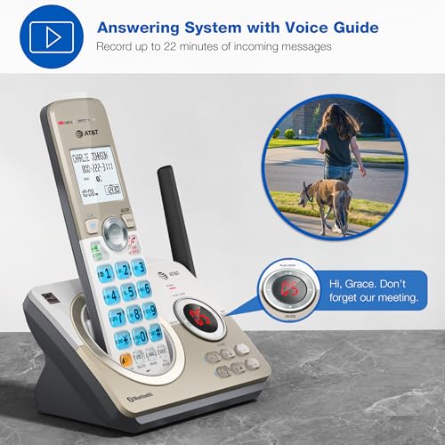 AT&T DECT 6.0 Cordless Phone with 4 Handsets, Call Blocker, Bluetooth & Answering Machine - White