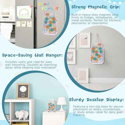 2 Pack Magnetic Reward Jar with Star & Heart, Star Jar Reward System for Kids, Reward Home Kids Incentive Good Home Training for Boys Girls