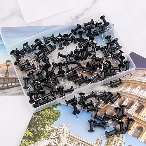 Yalis 100-Count Black Push Pins Thumb Tacks – Steel Point & Plastic Head