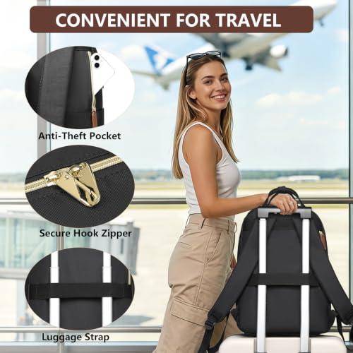 Bagswan 15.6'' Women's Laptop Backpack with USB Charger - Beige, Black, Brown