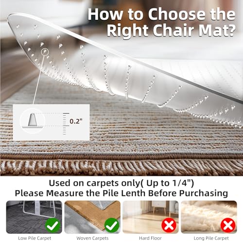 Chair Mat for Carpet Floors£º48"x60" Computer Desk Floor Mat - PVC Plastic Rug Carpet Protector Mats for Gaming Chair Under Desk Pad for Rolling Chair