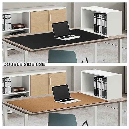 MAIDERN 43.3¡±x 19.6¡± Leather Desk Pad, Large Desk Mat, Reversible Cork & Leather Large Mouse pad for Desk, Waterproof Computer Desk Pad for Gaming Home Office (Black) ¡¦