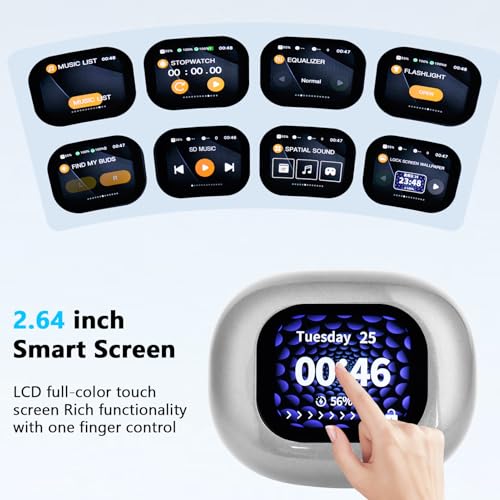 AI Translation Earbuds Real Time with Touch Screen, 144 Online Language Translator Earbuds, 3 in 1 Wireless Bluetooth Headphones Noise Cancelling, HD Sound Long Battery Life, Workout Headphones