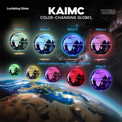 KAIMC Black Glow Color-Changing Magnetic Levitation Globe with LED Lamp - Kids & Office Decor