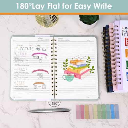 LABUK Spiral Notebook for Women, A5 Spiral Journal Notebooks, 160Pages Lined Hardcover Journaling for Work, 5.5 x 8in Journals for Writing, Light Green