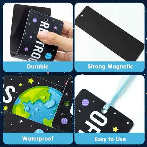 BeYumi Planets Magnetic Hall Pass - 8Pcs Outer Space Magnetic Student Hall Passes Resuable Waterproof Back to School Passes Set Bathroom Restroom Library Nurse Office Passes for Elementary Teacher