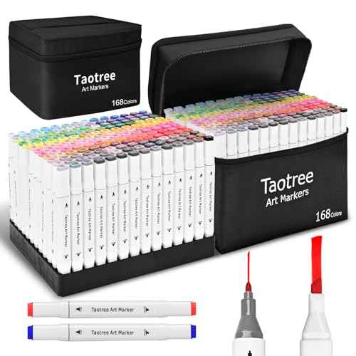 Taotree Alcohol Markers 168 Colors with Case & Holders, Dual Tips Art Coloring Markers Pens, Chisel & Fine Sketch Pens Art Supplies for Artist Kids Adult Coloring Books Drawing, Painting, Sketching