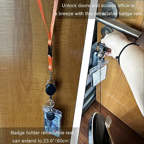 HoAoOo 2-Pack Retractable Badge Reel with Claw Clasp & Clip for ID Card Holders