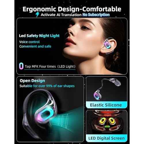 AI Translation Earbuds Real Time No Subscription, 4-in-1 Translator Earbuds 144 Languages, Audifonos Traductores Ingl?s Espa?ol, Bluetooth 5.4 Translation Headphones with LED Light Translate Ear Buds