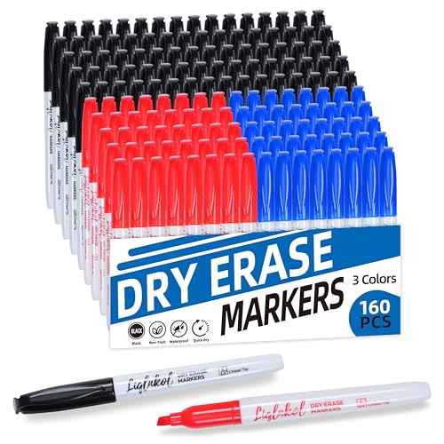 Dry Erase Markers Bulk 160 Pack 3 Assorted Colors, Chisel Tip Whiteboard Markers for Home School and Office£¬Pens of 80 Black 40 Red and 40 Blue.