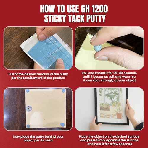 GH1200 384 Pcs Sticky Tack - Poster Putty for Walls no Damage with Strong Adhesive to Hang Pictures, Posters & Decorations Reusable & Removable