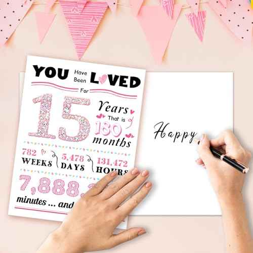 15th Birthday Card, Happy 15th Birthday Decorations for Girl,Special Birthday Gift Ideas for Daughter,Gifts for 15 Year Old Girl