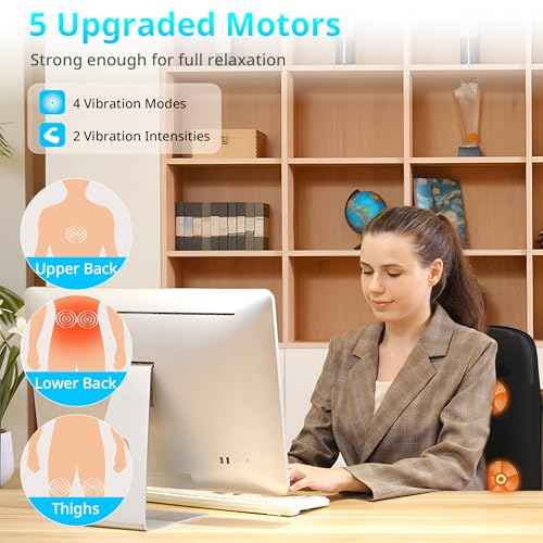Massage Seat Cushion with Heat,Back Massager for Chair Back Massager Heated Seat Cover Massage Chair Pad for Pain Relief Home Office Use