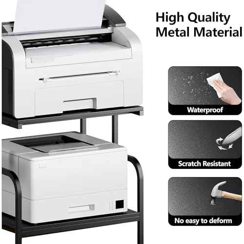 bealy 2-Tier Printer Desk Stand, Desktop Printer Stand Organizer, 3DPrinter Stand for Desk, Printer Shelf Desk Organization for Home,Office,Fax Machine,Scanner,17.3¡±D x 11.8¡±W x 15.7¡±H,Black