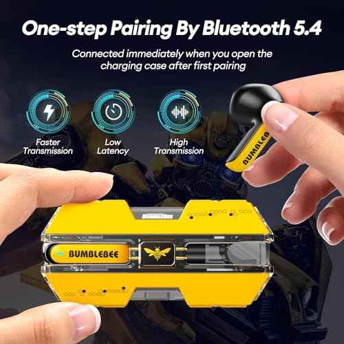 Transformers AI Translation Earbuds 3-in-1 Translator Earbuds Real Time 144 Language & Accents Translating Earbuds Bluetooth 5.4, Audifonos Traductores Ingl?s Espa?ol, TF-T01 Yellow Bumblebee
