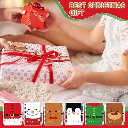 48 Pcs/24 Set Christmas Spiral Notepads Bulk Christmas Party Favors Gift Festive Christmas Theme Notebook with Sticky Note Notepad Ballpoint Pen for School Party Holiday Stocking Stuffer (Classic)