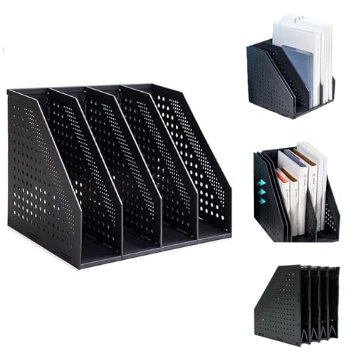 Marte Vanci 4-Compartment Collapsible Magazine File Holder (Black) Desk Organizer