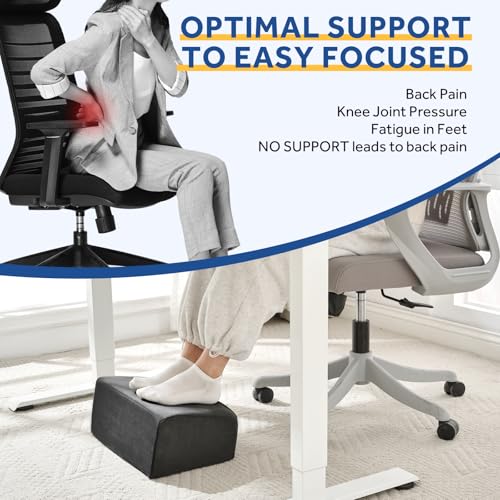 Wantell Adjustable Foot Rest Under Desk | Ergonomic Foot Stool for Office & Gaming Chairs, Washable Cover, 3-Height Levels