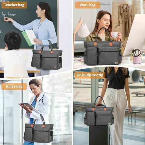 Rabjen Nurse Tote Bag for Work with Padded 15.6¡± Laptop Sleeve, Medical Supplies Shoulder Bag for Home Health Care
