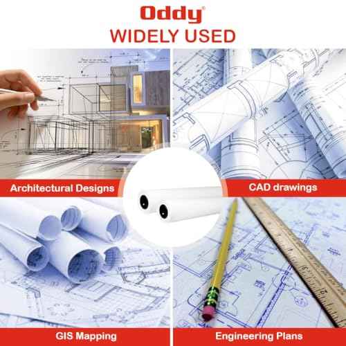 Oddy Wide Format Plotter Paper - 2 Rolls, 24¡± x 150 Ft, 20 lb Bond Paper (80 GSM with 2¡± Core), 96 Bright White, CAD Bond Paper for Inkjet Printers, Engineering, Architecture, and Blueprinting