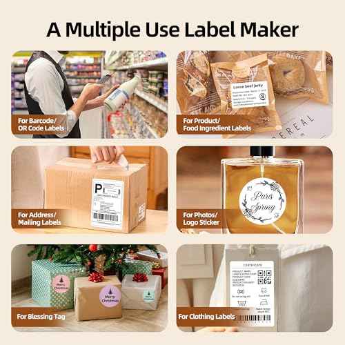 Label makers, 2-3 Inch Thermal Bluetooth Label Printer L9 Barcode Printer Mini Label Maker Easy to Use for Barcode,Address,Retail,Small Business,Shipping,Office,Clothing,Mailing(with 1 Roll Label)