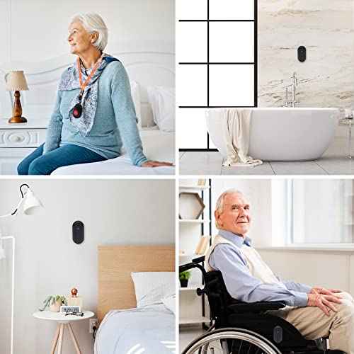 CallToU Caregiver Pager Wireless Call Button Vibration Pager 1000FT Nurse Calling Alert System for Hard of Hearing Home Elderly Disabled Patient 2 SOS Panic Button 1 Receiver, 4 Modes