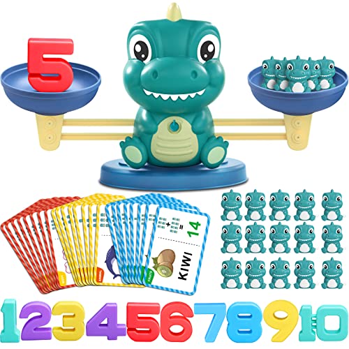 Kaodezhu Dinosaur Math Balance Toys - Montessori Educational Toy for 3-8 Year Old Kids, Green Basic Variant