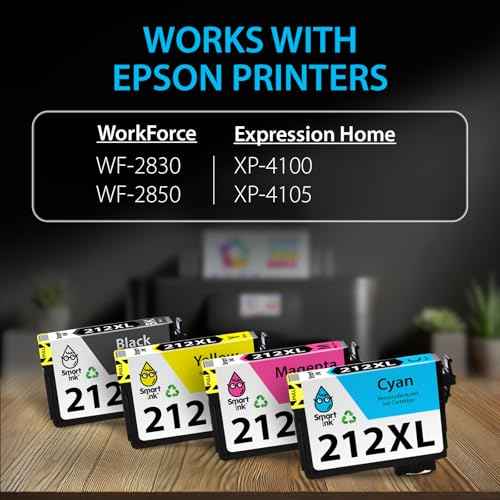 Smart Ink Remanufactured Ink Cartridges Replacement for Epson 212 212XL T212XL (Black and Cyan/Magenta/Yellow) to use with Epson Workforce series WF-2830 WF-2850 XP-4100 XP-4105 Printer (4 Combo Pack)